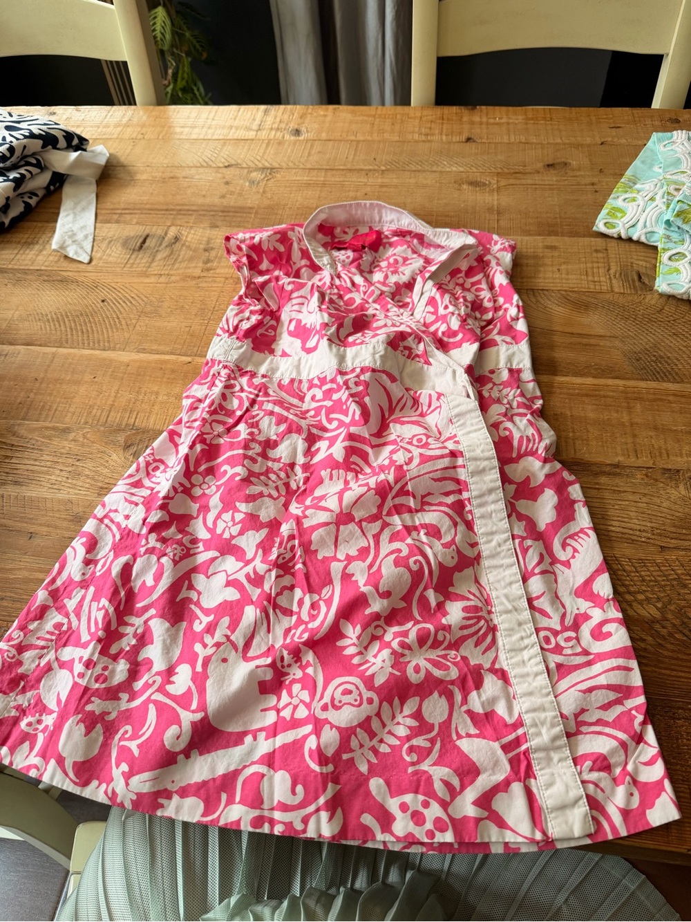 Lilly Pulitzer Jubilee Dress Size 7 Pink/White Wrap Tie Girls Limited Capsule